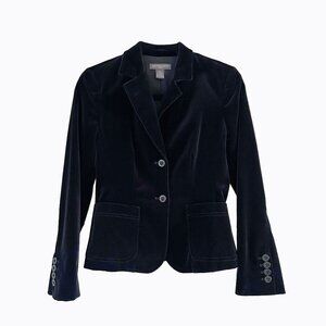 Saks Fifth Avenue Black Velvet Blazer 2P Classic Fitted Whimsigoth Goth Academia